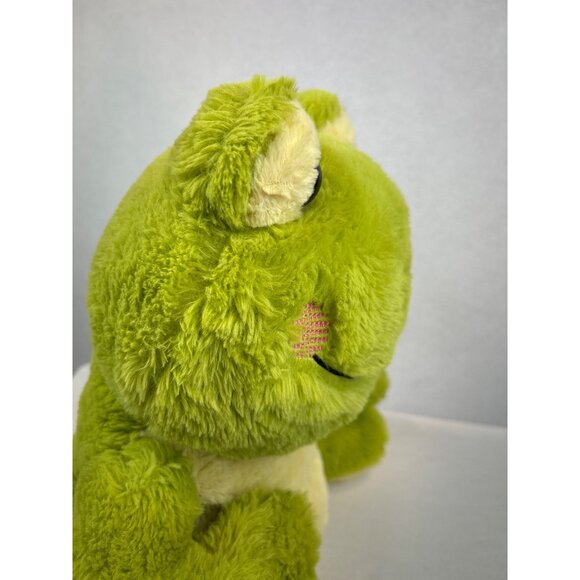 Plush Frog Stuffed Animal Toy Green Yellow Large Sitting 14" - Picture 6 of 10